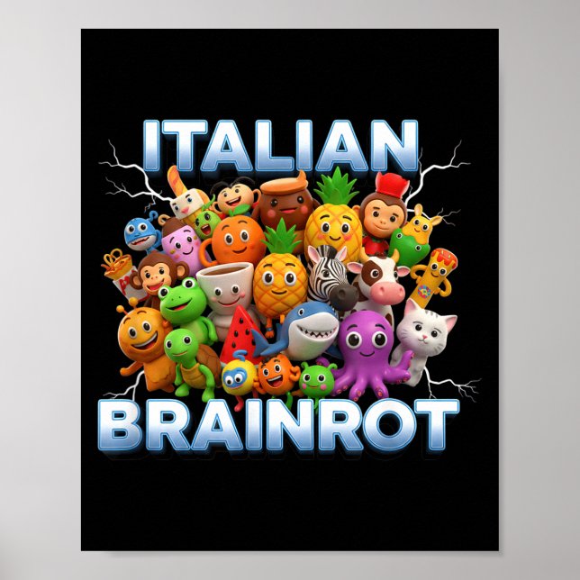 Póster Italy Italian Brainrot Funny Meme Characters Trend (Frente)