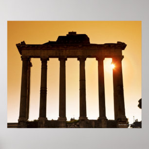 Póster Italy, Rome, Roman Forum, Temple of Saturn