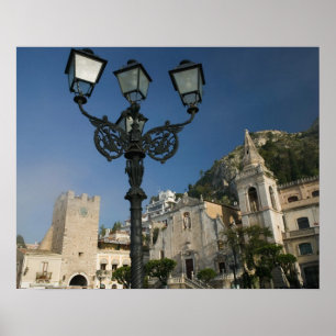 Póster ITALY, Sicily, TAORMINA: Piazza iX Aprile, San