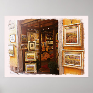 Póster Italy.Tuscany. Arte-galería en Cortona.