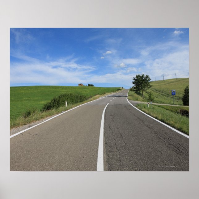 Póster Italy, Tuscany, Val d'Orcia, Road (Frente)