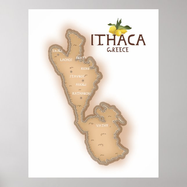 Póster ithaca greece map (Frente)