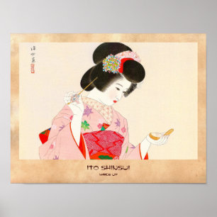 Póster Ito Shinsui Make up vntage dama japonesa geisha