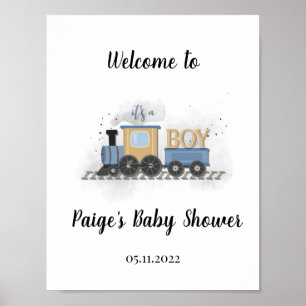 Póster It's A Boy Train Baby Shower Welcome