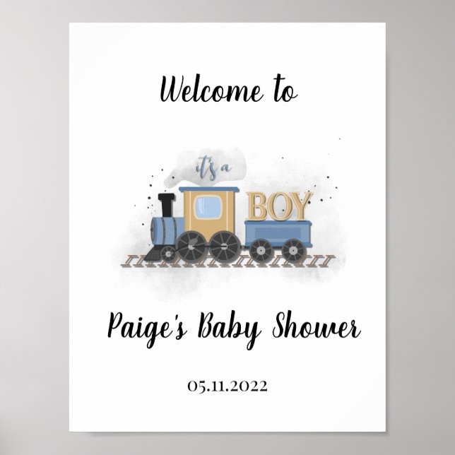 Póster It's A Boy | Train Baby Shower Welcome (Frente)