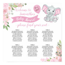 It's a Girl! Tabla de asientos de tabla Baby Showe