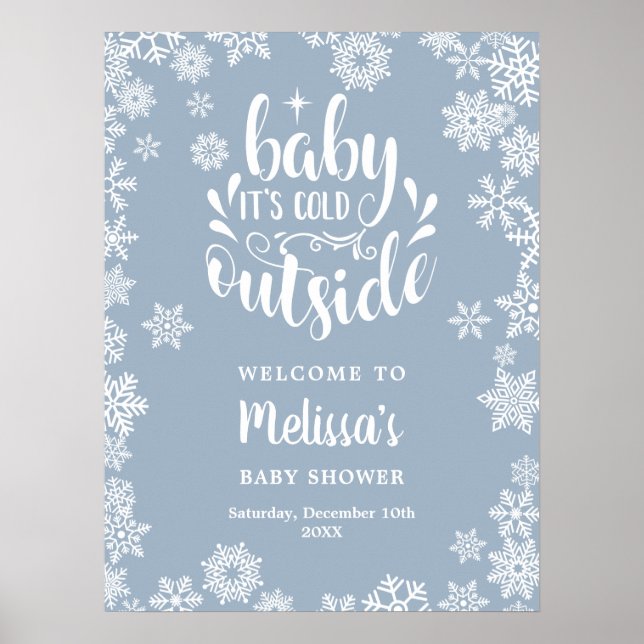 Póster It's Cold Outside Boy Winter Baby Shower Welcome (Frente)