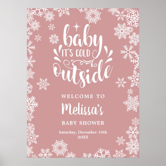 Póster It's Cold Outside Girl Winter Baby Shower Welcome (Frente)