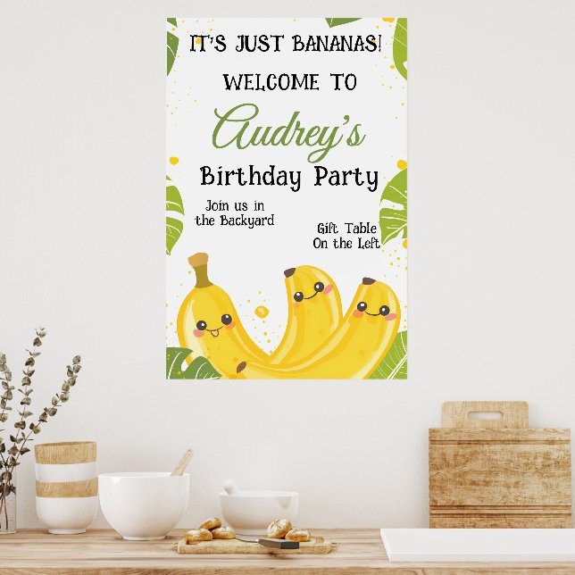 Póster It's Just Bananas Any Age Birthday Party (Cocina)