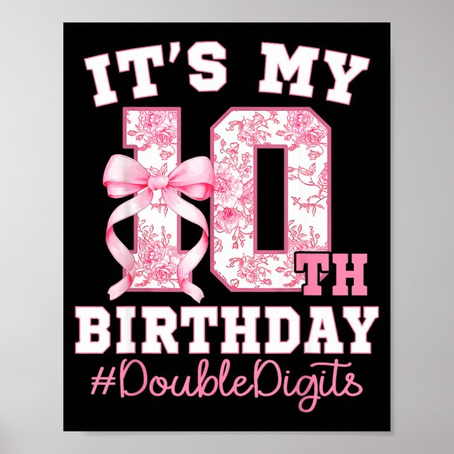Póster Its My 10th Birthday Girl Double Digits Coquette B (Frente)