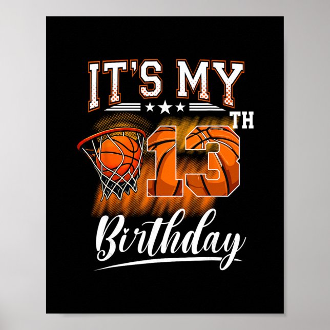 Póster It's My 13th Birthday Sketll Theme 13 Years Old Bi (Frente)