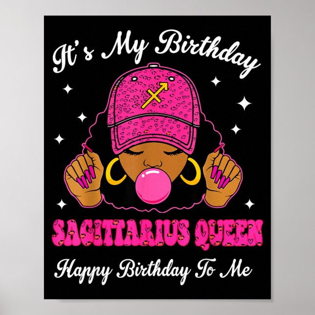 Póster It's My Birthday Sagittarius Queen Happy Birthday  (Frente)