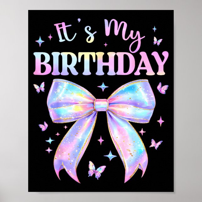 Póster It's My Birthday Tie Dye Coquette Bow Butterfly Bi (Frente)