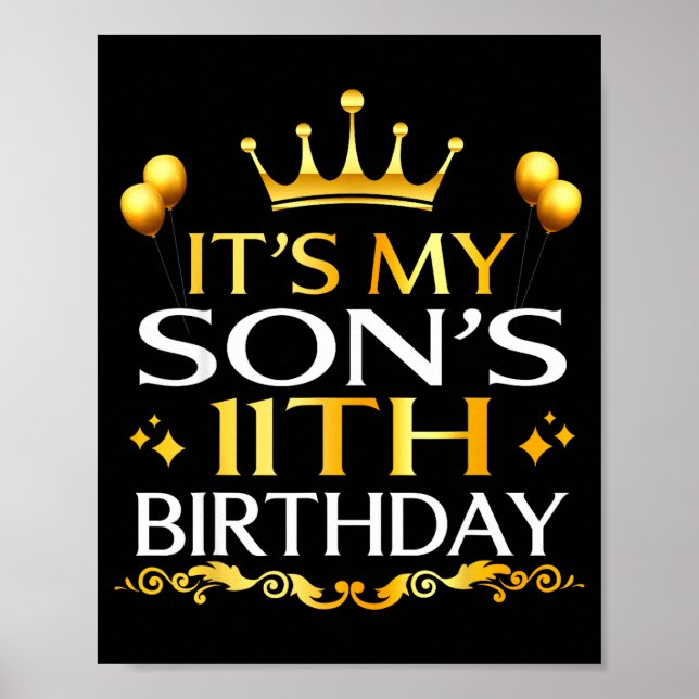 Póster Its My Sons 11th Birthday Happy Birthday 11 Years  (Frente)