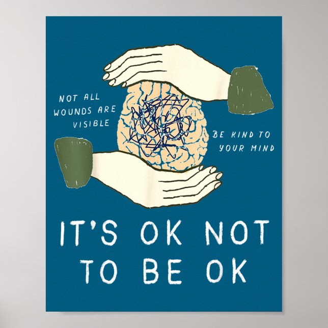 Póster Its Ok To Not Be Ok Suicide Prevention Awareness B (Frente)