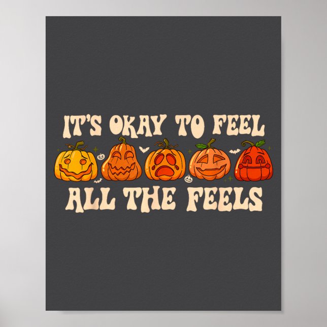 Póster It's Okay To Feel Mental Health Fall Pumpkin Hallo (Frente)