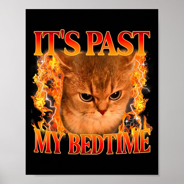 Póster It's Past My Bedtime Funny Cat Meme Animals Humor  (Frente)