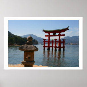 Póster itsukushima torii japón
