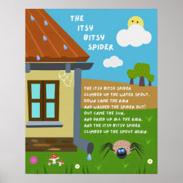 Póster Itsy Bitsy Spider Nursery Rhyme Classroom Poster