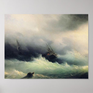 Póster Ivan Aivazovsky - Buques en tormenta