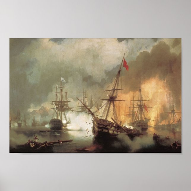 Póster Ivan Aivazovsky - La batalla de Navarino (Frente)