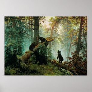 Póster Ivan Shishkin - La mañana en un grano de pino