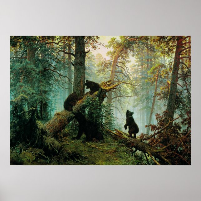 Póster Ivan Shishkin - La mañana en un grano de pino (Frente)
