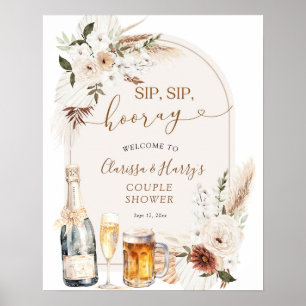 Póster Ivory Beige Boho Sip Sip Signo de bienvenida Hoora