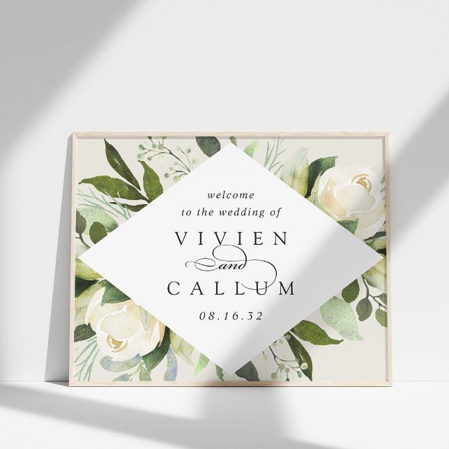 Póster Ivory Bloom | Bienvenida a Boda Floral acuarela (Subido por el creador)