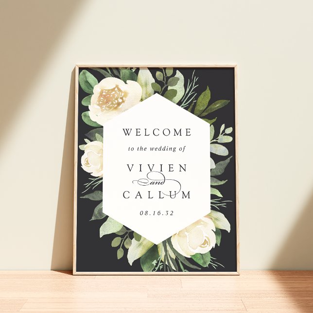 Póster Ivory Bloom | Bienvenida a Boda Floral acuarela (Subido por el creador)
