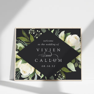 Póster Ivory Bloom Bienvenida a Boda Floral acuarela