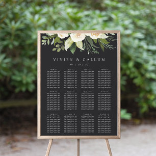 Póster Ivory Bloom Tabla de asientos de Bodas florales