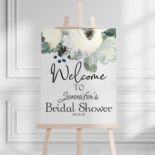 Póster Ivory White Floral Elegant Blooms Bridal Shower (Subido por el creador)