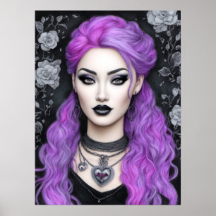 Póster Ivy en Lavender Bella Artes de fantasía a lápiz de