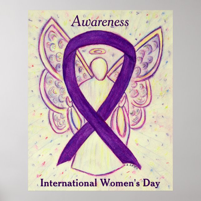 Póster IWD Awareness Ribbon Poster Ángel Púrpura Imprimir (Frente)