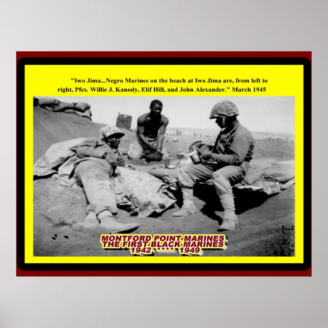 PÓSTER IWO JIMA NEGRO MARINES 1945 (Frente)