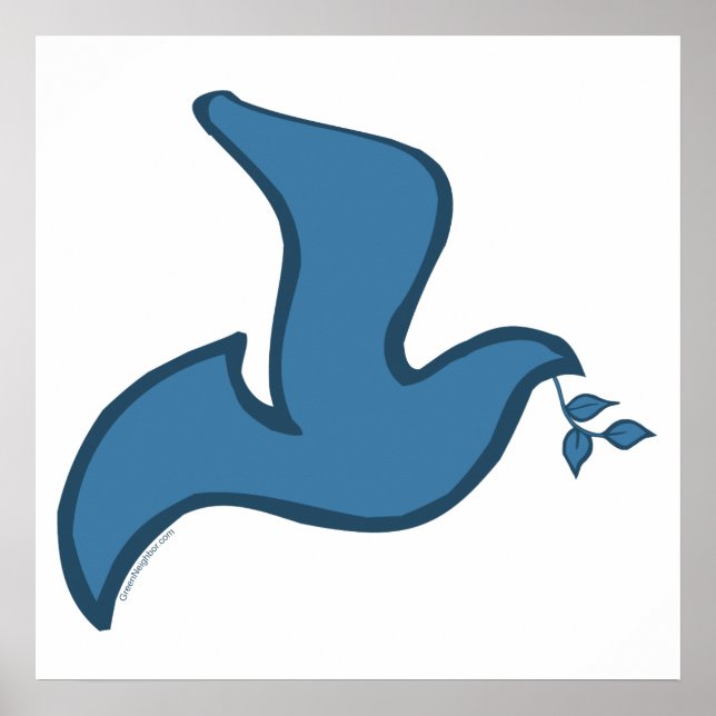 Póster J - Blue Silhouette Dove of Peace (Frente)