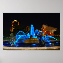 Póster J. C. Nichols Fountain in Blue, Kansas City