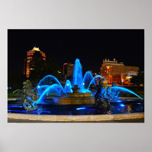 Póster J. C. Nichols Fountain in Blue, Kansas City (Frente)