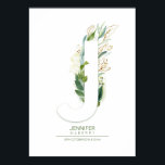 Póster J Letter Monogram Gold Greenery Foliage Chic<br><div class="desc">The gold leaves greenery monogram poster</div>