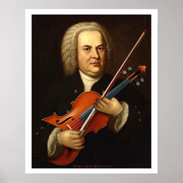 Póster J.S. Bach con viola (Frente)