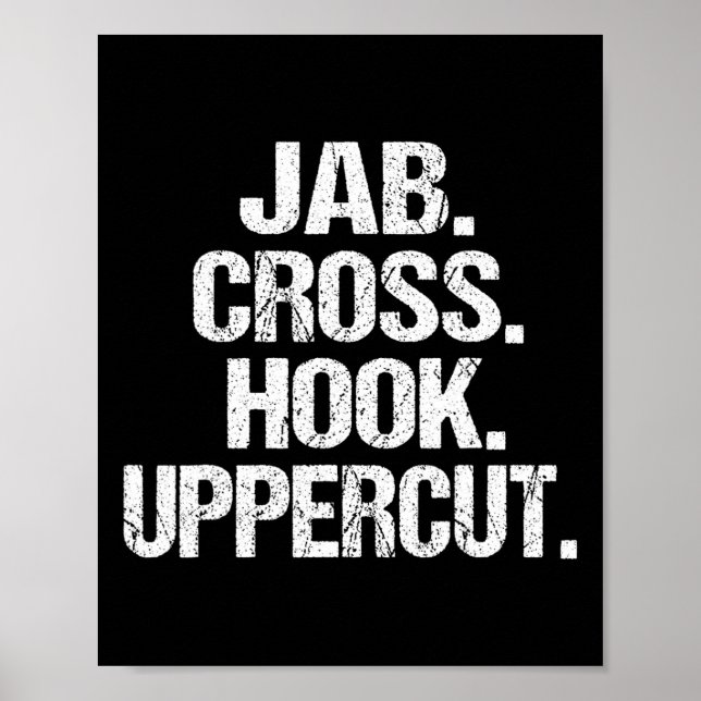 Póster Jab Cross Hook Upper, Funny Y Sarcástico Kickboxer (Frente)