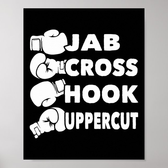 Póster Jab Cross Hook Uppercut - Boxeador de Gimnasio de  (Frente)