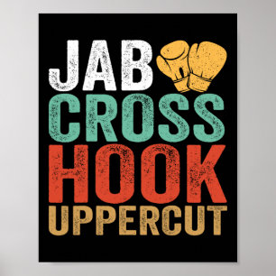 Póster Jab Cross Hook Uppercut Boxeador Entrenamiento Div