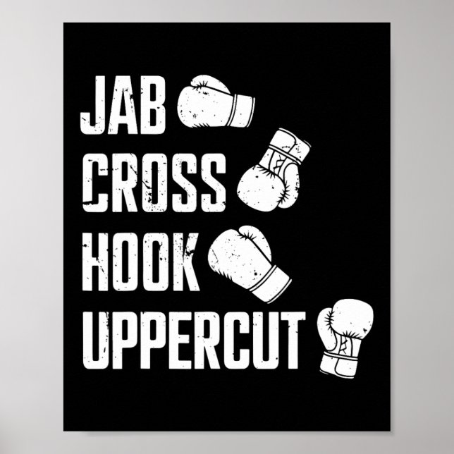 Póster Jab Cross Hook Uppercut Boxer Workout Kickboxing (Frente)