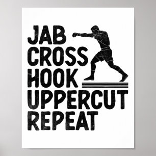 Póster Jab Cross Hook Uppercut Repeat Boxer Sports Athlet