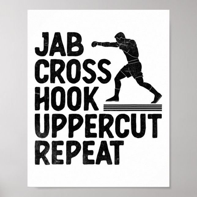 Póster Jab Cross Hook Uppercut Repeat Boxer Sports Athlet (Frente)