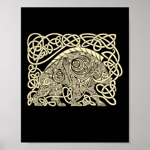 Póster Jabalí de nudo celta - Pegatina de símbolo tribal