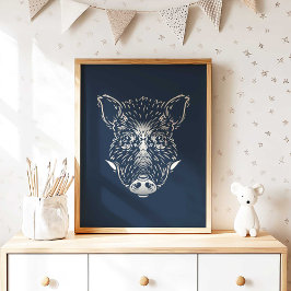 Póster Jabalí | Estampa de jabalí animal de bosque en par