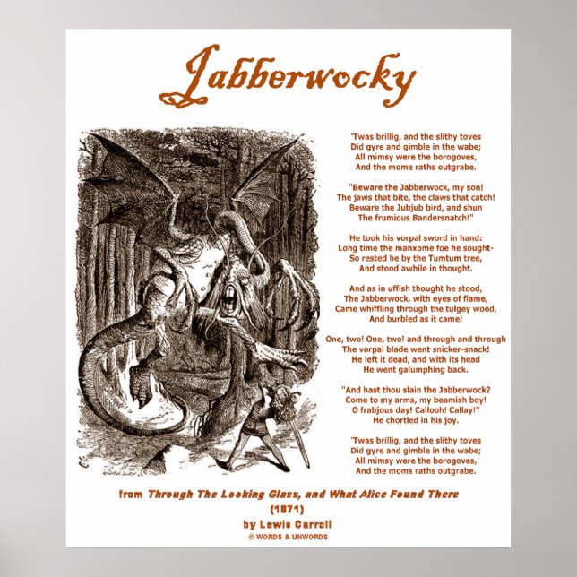 Póster Jabberwocky (Lewis Carroll A Través De Mirar Vidri (Frente)
